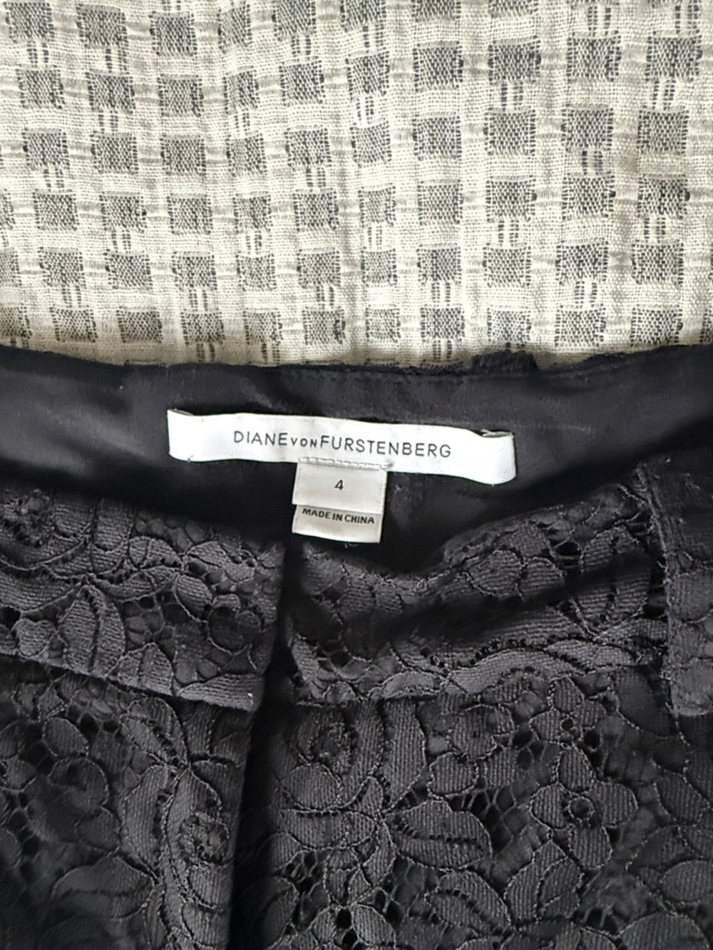 Diane Von Furstenberg Black Floral Lace High-Waist Shorts - Picture 2 of 5